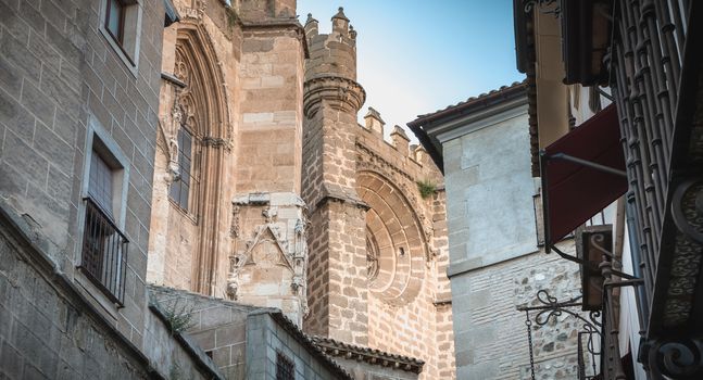 architectural detail of the church of Saints Justo and Pastor in the historic city center of Toledo, Spain