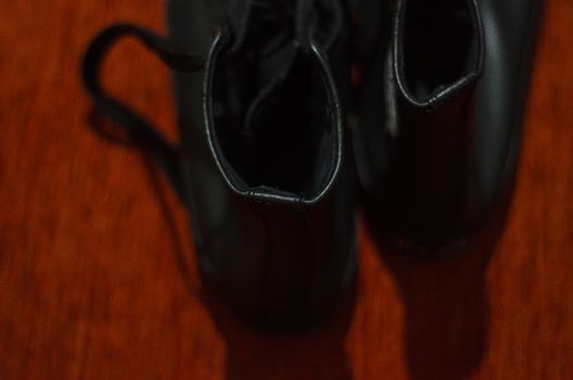 Old Black Leather Stylish Shoes, Vintage, Fashion