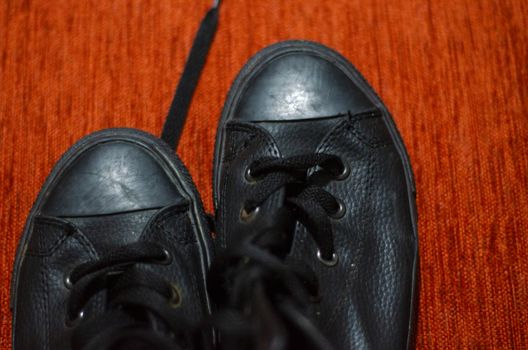 Old Black Leather Stylish Shoes, Vintage, Fashion