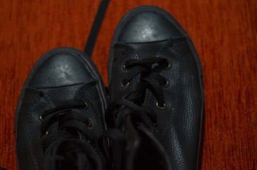 Old Black Leather Stylish Shoes, Vintage, Fashion