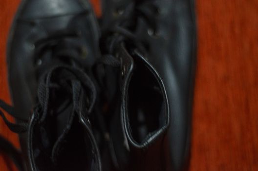 Old Black Leather Stylish Shoes, Vintage, Fashion