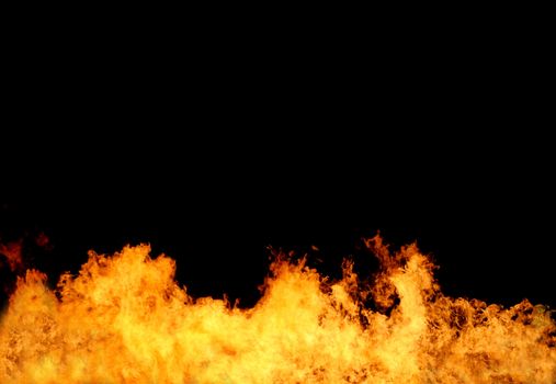 Abstract flame of fire on the black background.
