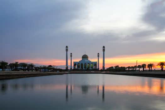 Sunset at Central Mosque, Songkhla, Thailand.