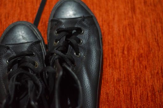 Old Black Leather Stylish Shoes, Vintage, Fashion