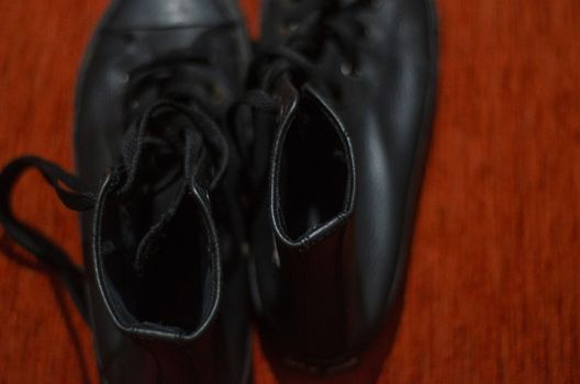 Old Black Leather Stylish Shoes, Vintage, Fashion