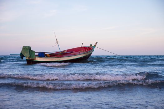 Traditional fishing boat in the sea.