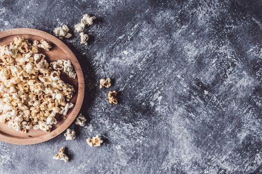 popcorn on grunge background.free space for text.