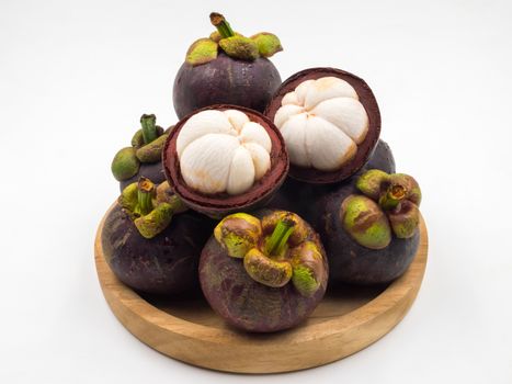 Mangosteen fruit on white background.Queen of Fruits