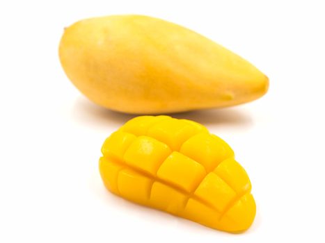 Ripe mango on white background.