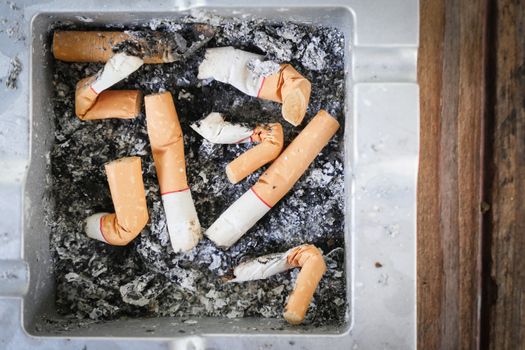 Smoked Cigarettes Butts in ashtray