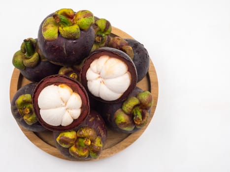 Mangosteen fruit on white background.Queen of Fruits