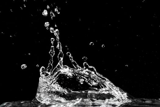 Water splash isolated on black background