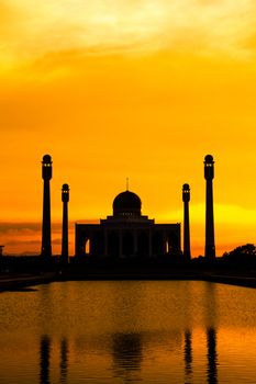 Landscape of Center Mosque Songkhla in evening,Thailand.