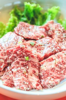 Raw beef slice for barbecue, Japanese food, Yakiniku