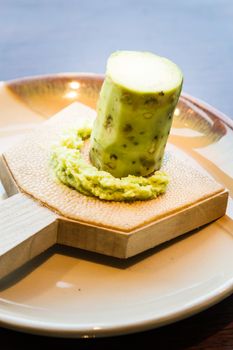 Fresh wasabi root, condiment for sushi and sashimi,  japanese food