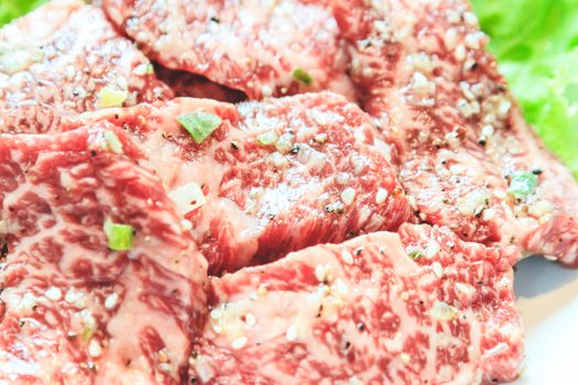 Raw beef slice for barbecue, Japanese food, Yakiniku