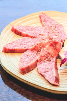 Raw beef slice for barbecue, Japanese food, Yakiniku