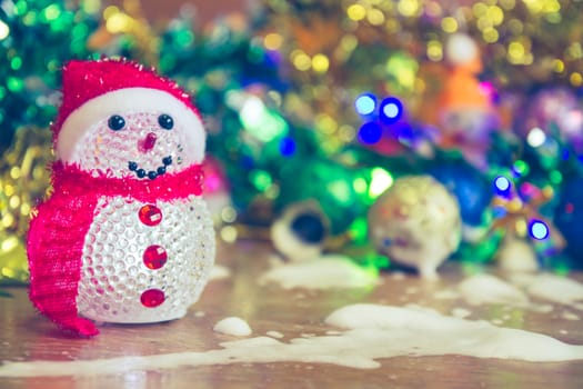 Christmas decoration on wooden table.