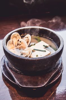 Miso Soup with tofu and shell, Japanese food