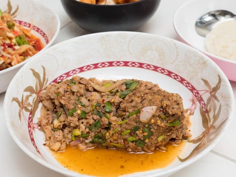 Spicy minced pork,Thai local food
