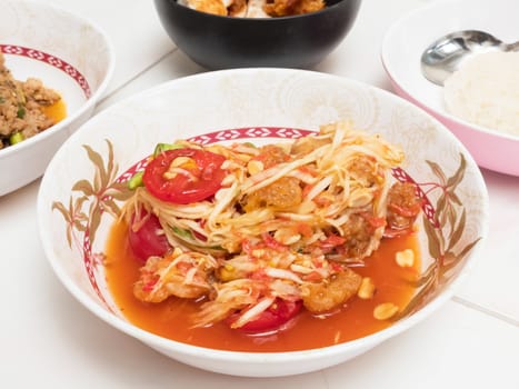 Papaya salad or som-tam ,Thai local food