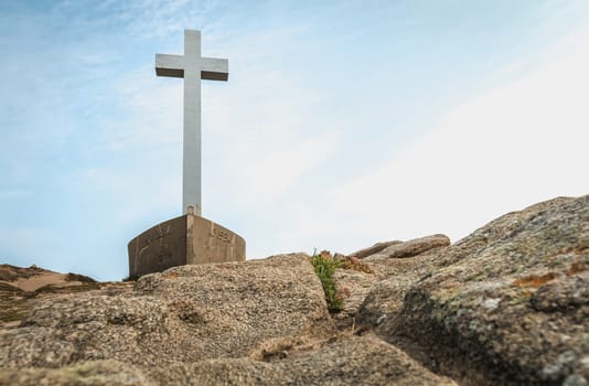 detail view on the Calvary of the sailors of the Pointe du Chatelet built in 1934 on the island of Yeu, France