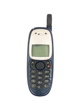 Old mobile phone on white background