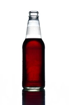 Glass bottle with alcohol on white background