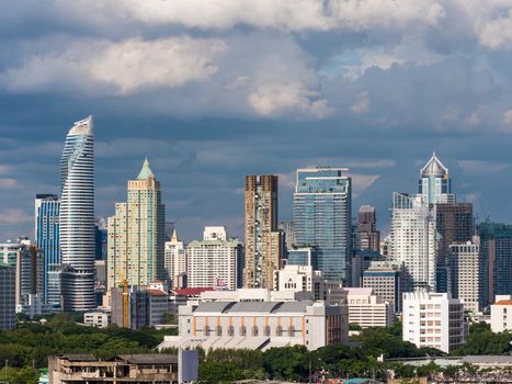 Modern building in business district at Bangkok city, Thailand.