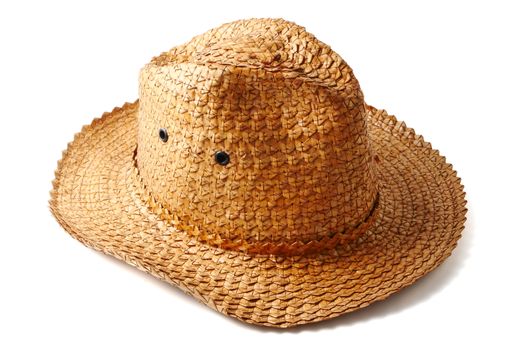 Handmade weaving hat on white background.
