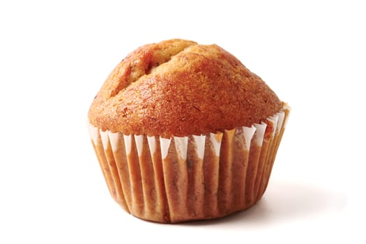 Banana cupcake on a white background.