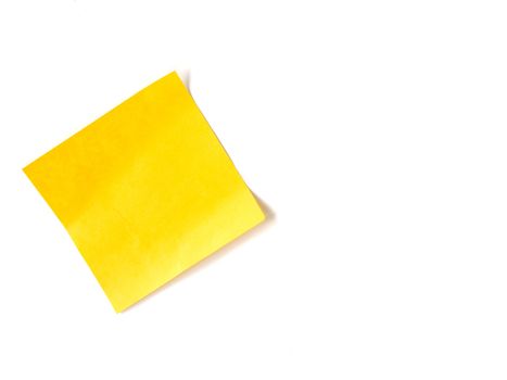 Yellow stick note paper on white background