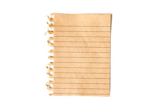 A piece of note paper on a white background.