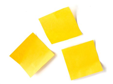 Yellow stick notes paper on white background.
