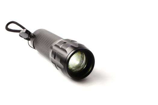 LED Flashlight on a white background, Free space for text.