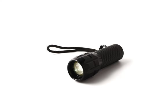 LED Flashlight on a white background, Free space for text.