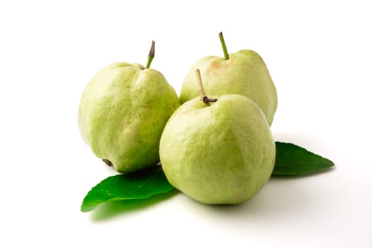 Fresh guava fruit on a white background.