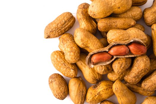 Peanuts on white background.