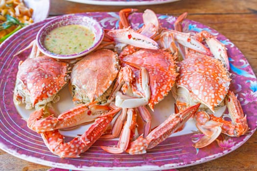 steamed cooked crabs on a plate