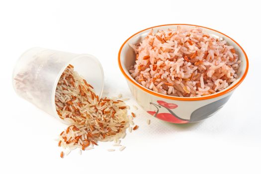 Mixed white and red coarse rice