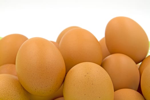 Eggs isolated on white background.Selective focus