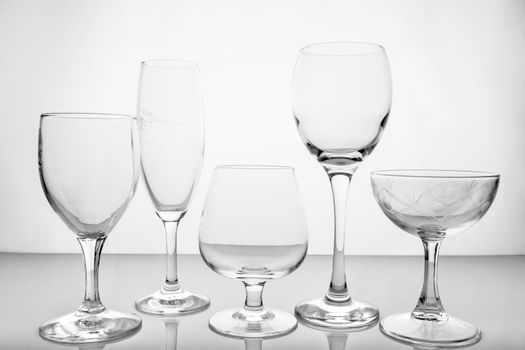 Collage of empty glasses