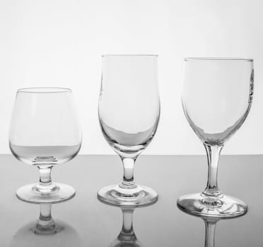 Collage of empty glasses