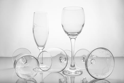 Collage of empty glasses