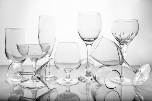 Collage of empty glasses