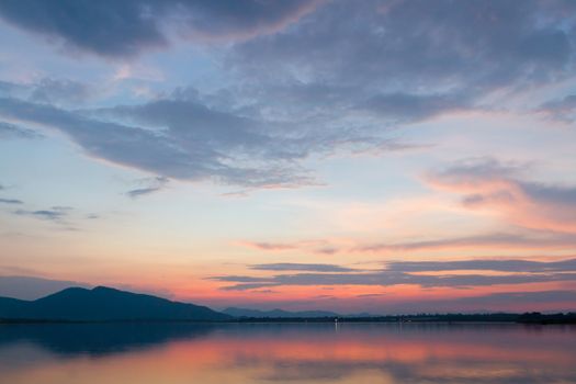 beautiful sky after sunset on the lake