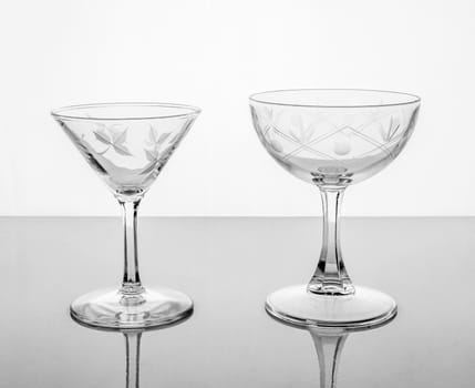 Collage of empty glasses