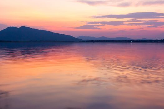 beautiful sky after sunset on the lake