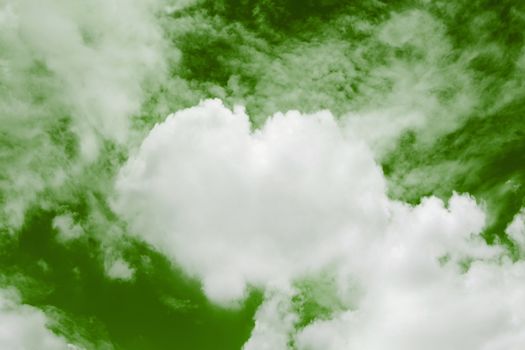 Heart shaped clouds in the sky, Valentine Background Green color themes sweet shaped clouds of Heart