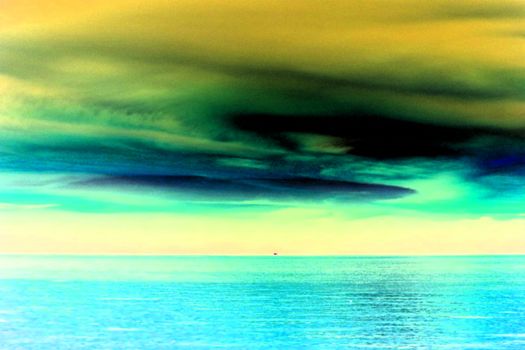 abstract sunset on horizontal line sea evening night sky